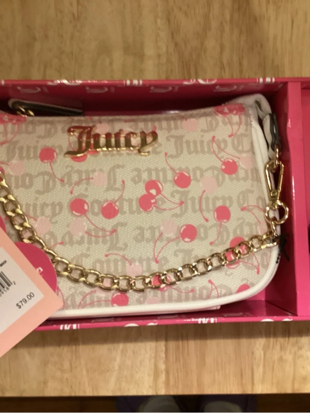 Juicy Couture Boxed Set Sandstone Pink Bag & mirrored cherry charm - Picture 4 of 8